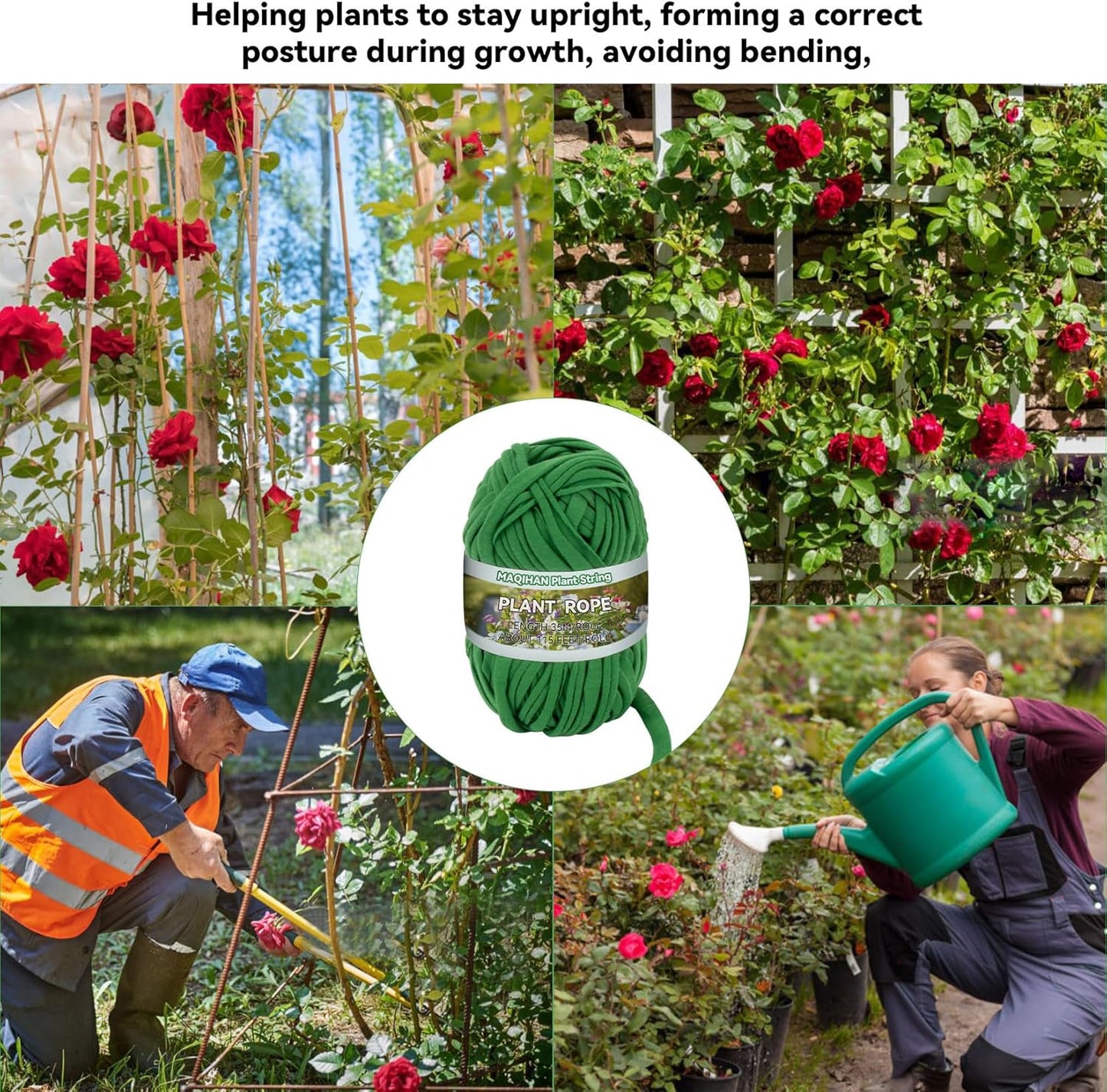 2 Pack Garden String - Plant Ties, Garden Twine, Gardening Tape, Tree Support, Stretchy Trap for Trees,Flowers,Green Soft Ties for All Plants All Gardeners(35M/Roll,115FT)