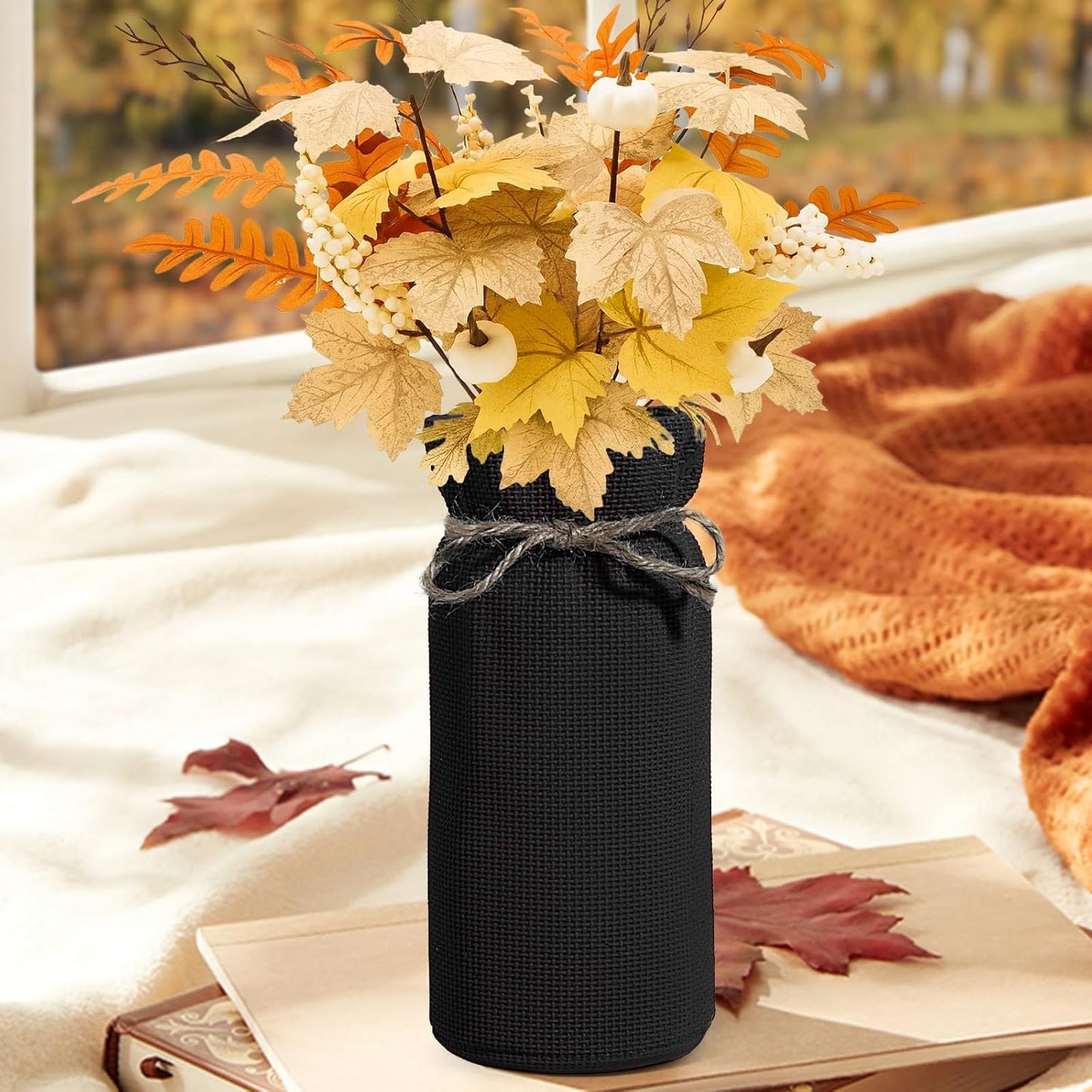 Fall Decor Vase for Flowers Fall Centerpieces for Tables Vases Home Decor Vintage Flower Vase Dining Table Centerpiece Decor(Black)