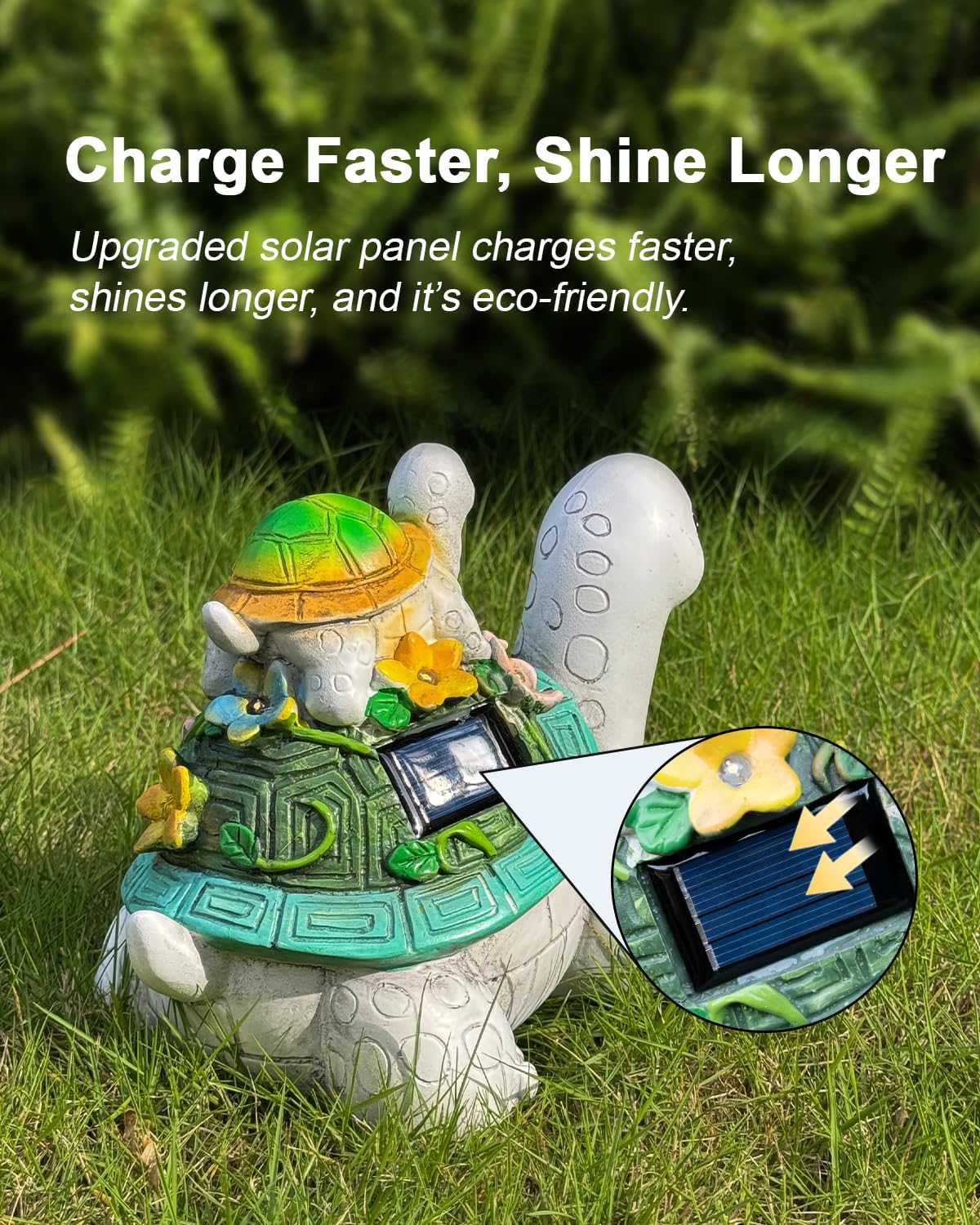 Solar Garden Lights Outdoor Statues – 2 Turtle Figurines with 7 LED Lights, Cute Lawn Ornaments for Yard, Patio, Porch, Balcony – Waterproof Solar Turtle Garden Decor for Outside