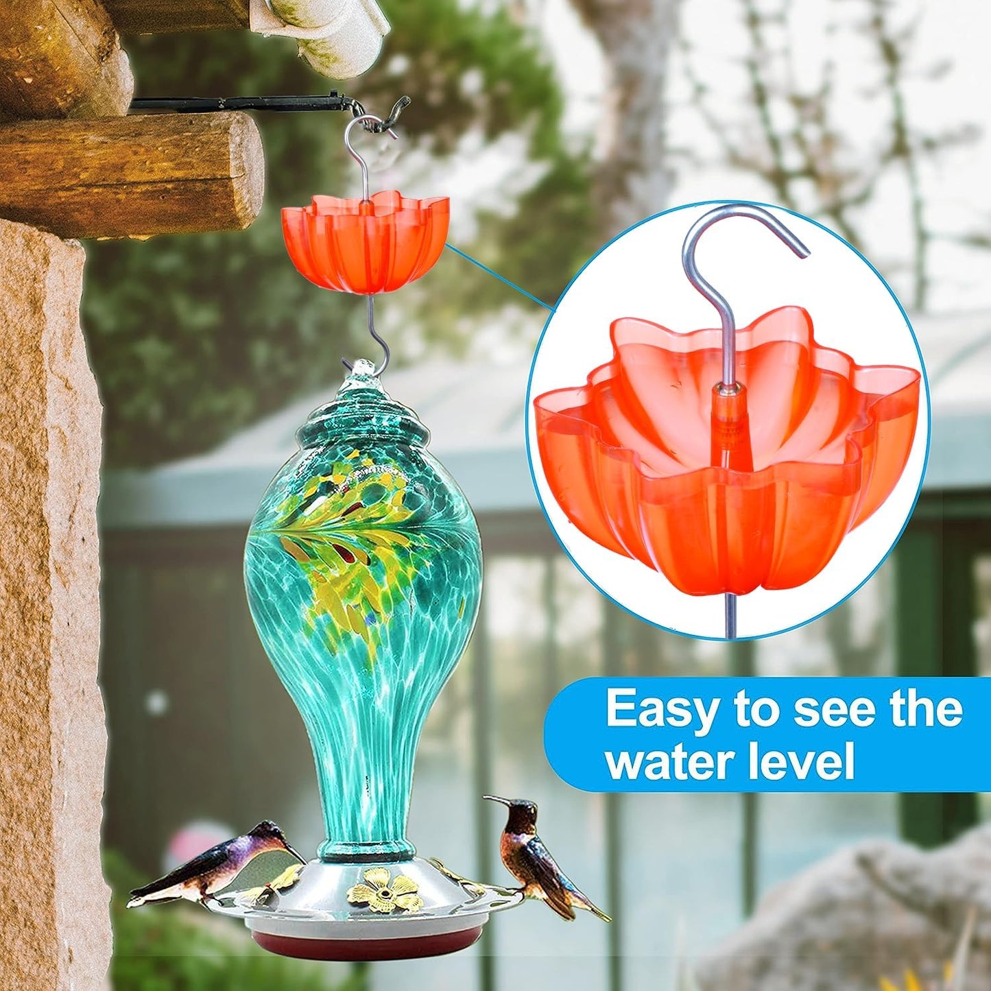 Ant Moat for Hummingbird Feeders, Vintage Style Humingbird Feeder Ant Guard & Stopper (Red 4 Pack)