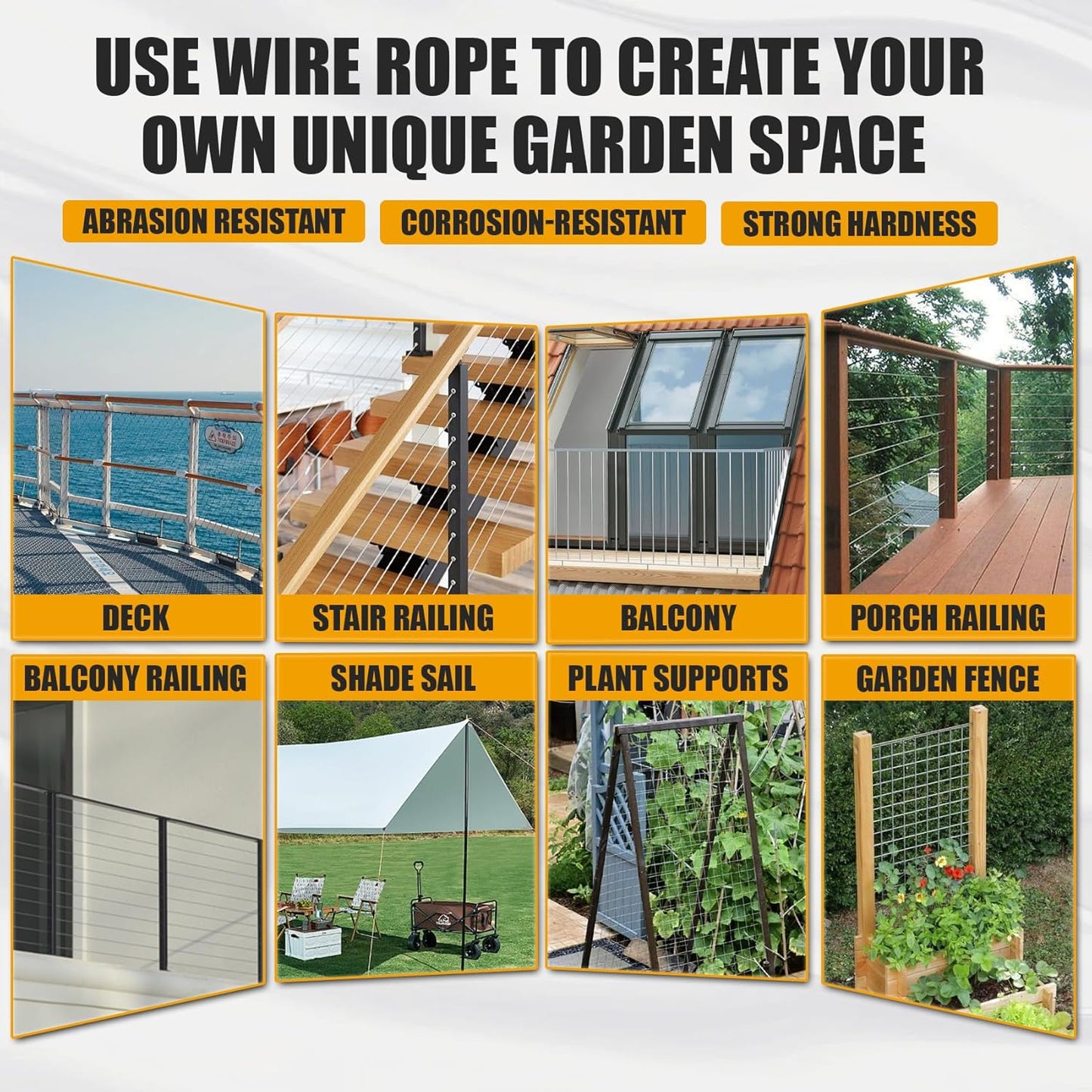 500FT 1/8" Stainless Steel Cable Wire Rope with Cutter, Cable for Deck Railing, 1800 lb Breaking Strength 7x7 Strands, T316 Aircraft Cable for Stair, Fence, Porch