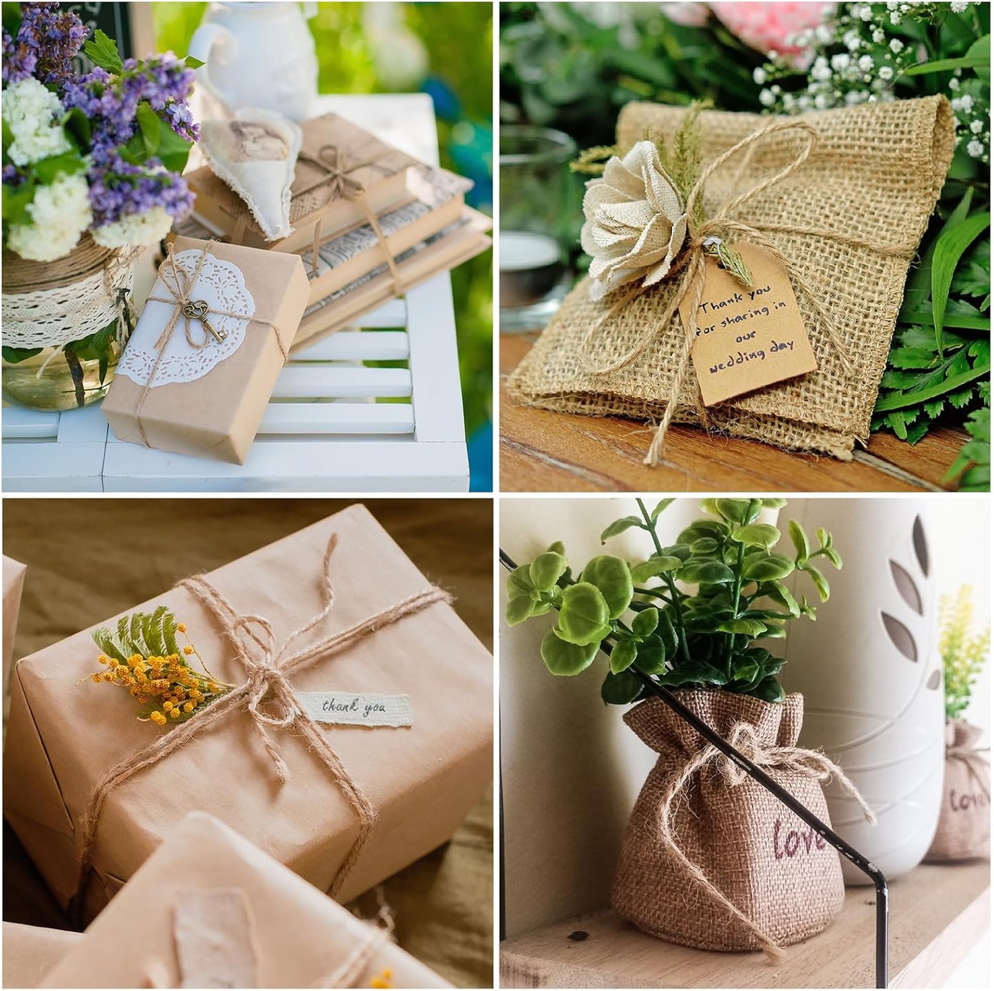 uxcell 164 Feet Natural Jute Twine String,2mm Thin Garden Twine Rope Colored Plant String Cord for DIY Art Crafts Gift Wrapping Decoration Packing Gardening Plant Hanger,Yellow