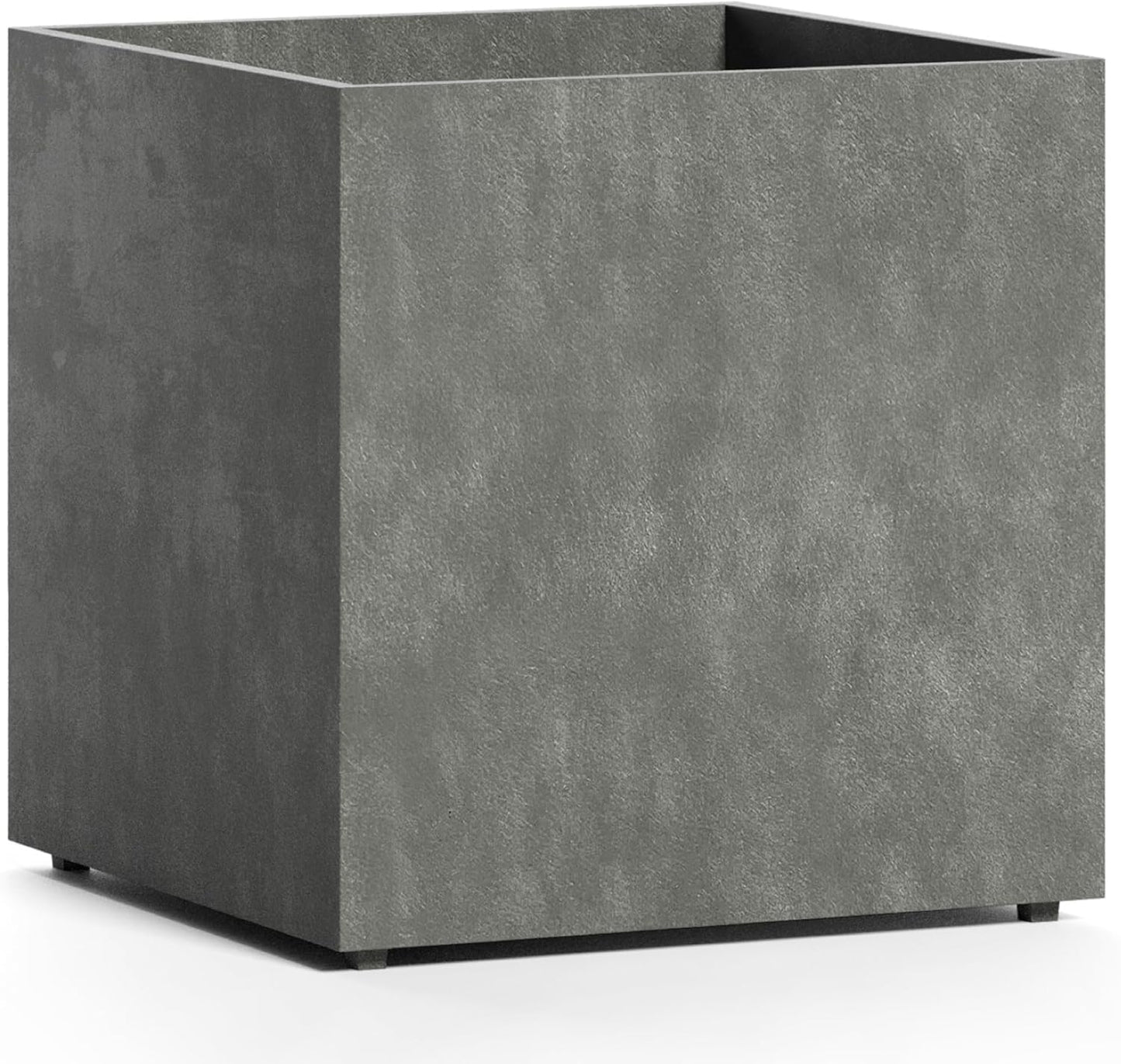 Reglito Cube Planter – Fiberglass Indoor/Outdoor and Weather-Resistant Large Planter (Grey Stone, 27.6" L x 27.6" W x 28.1" H)