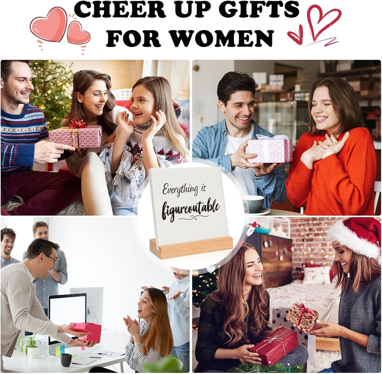 Inspirational Gifts for Team Coworker Friend Graduates Teenage Girl Boy, Encouragement Positive Office Decor Accessories Cheer Up Plaque - Everything is Figureoutable Mental Health Sign