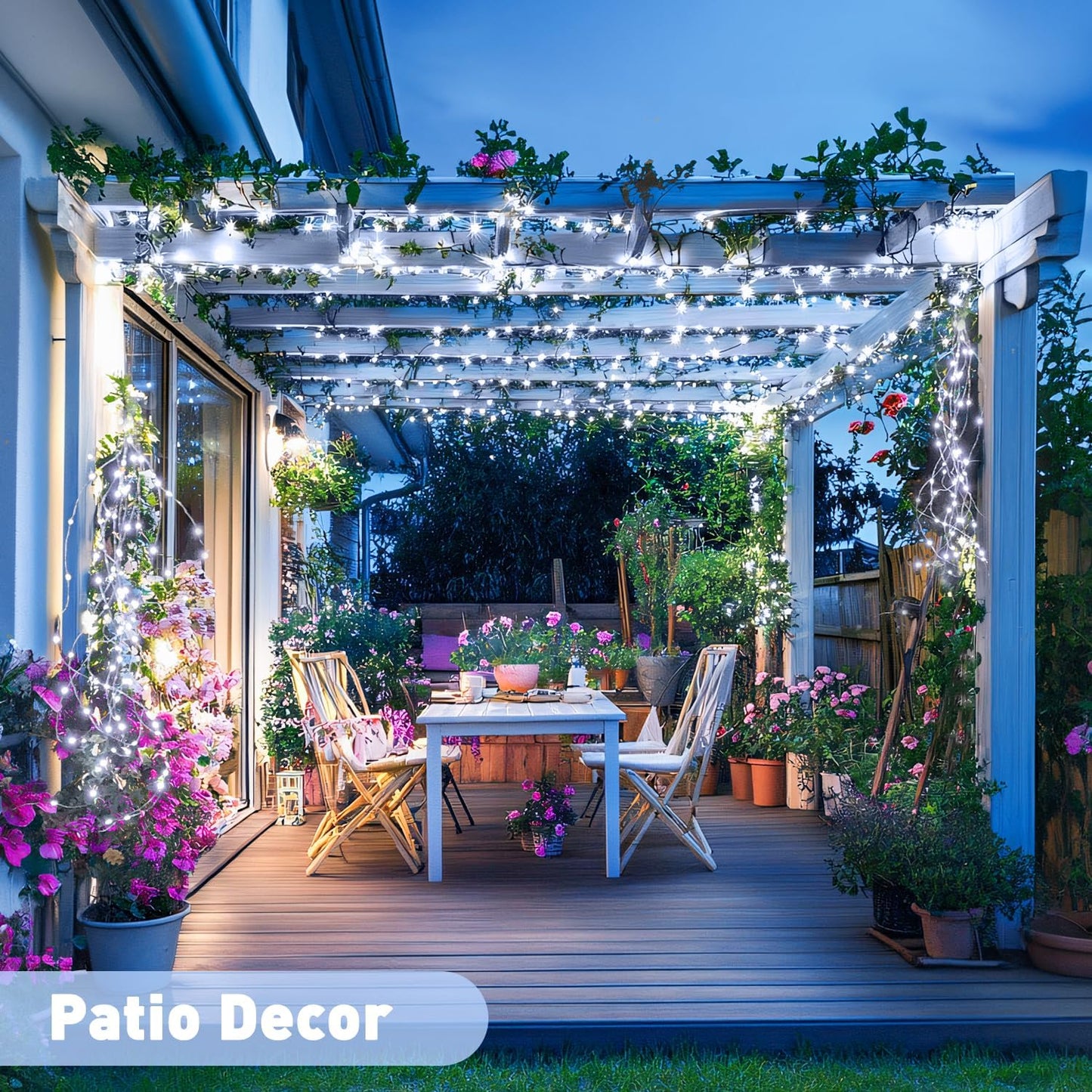 JMEXSUSS 2 Pack Solar String Lights Outdoor Waterproof, Each 33FT 100 LED Solar Lights Outdoor, 8 Modes White Fairy Light for Outside Yard Tree Patio Garden Wedding Christmas Decorations