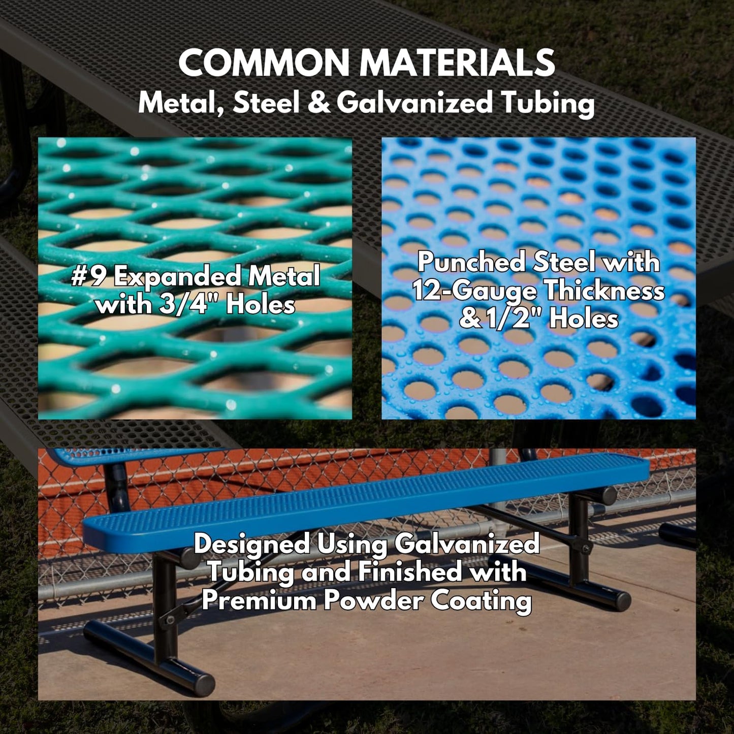 Coated Outdoor Furniture Heavy-Duty Outdoor Bench Thermoplastic Coated, Slatted Steel, Commercial-Grade Garden Bench, Made in America (Portable with Back, 4 Ft, Red)