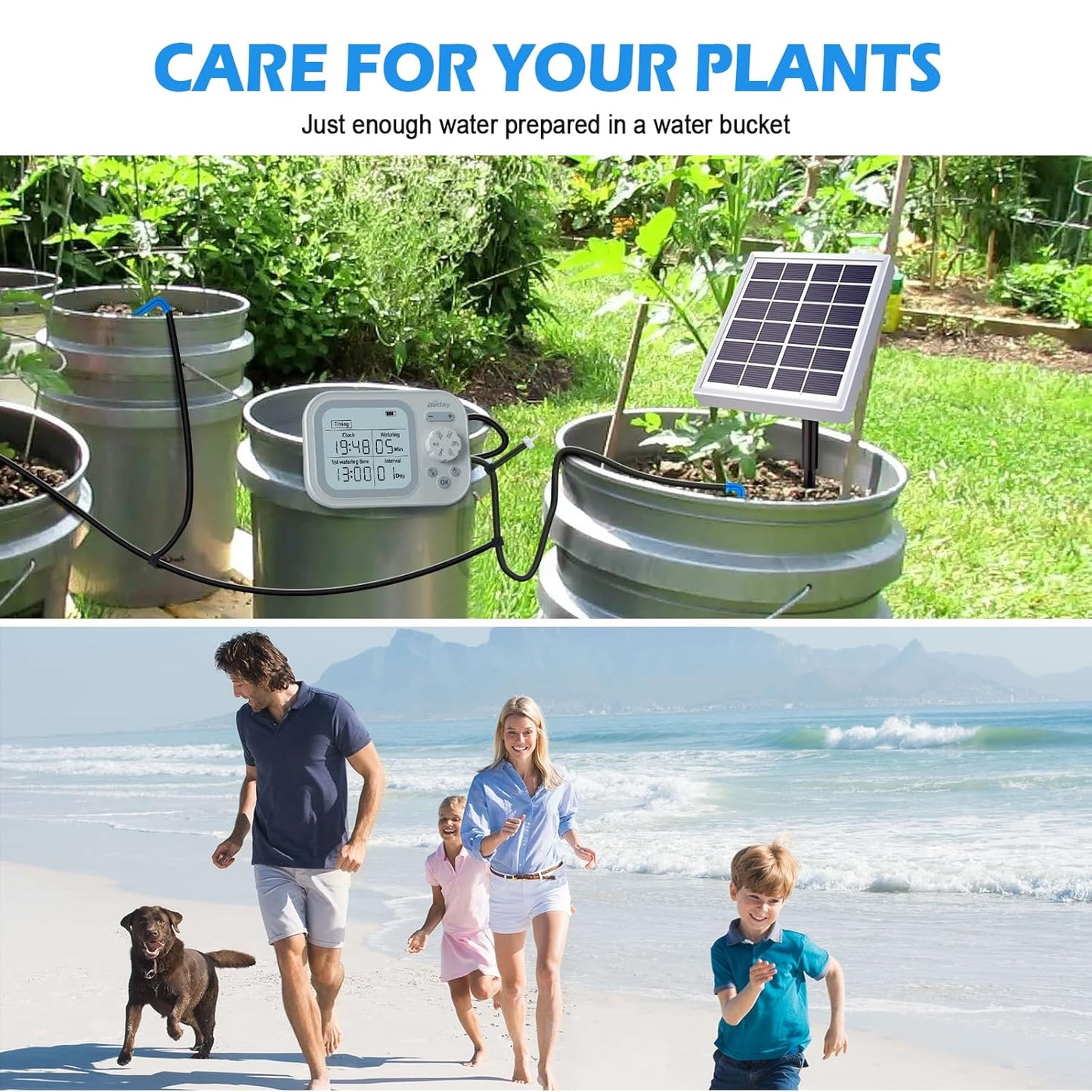 Solar Automatic Drip Irrigation System Houseplant Auto Self Watering Device Waterer for 15 Potted Plants Outdoor Indoor Garden Balcony Vacation While Away