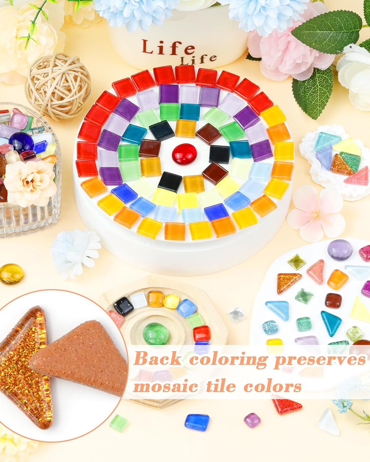FIVEIZERO 420g Mosaic Tiles for Crafts - 280Pcs Glass Mosaic Kits, Mixed Shapes Mosaic Glass Pieces for Art, Irregular Tiny Mosaic Tile for DIY Projects, Home Decoration(Mix)