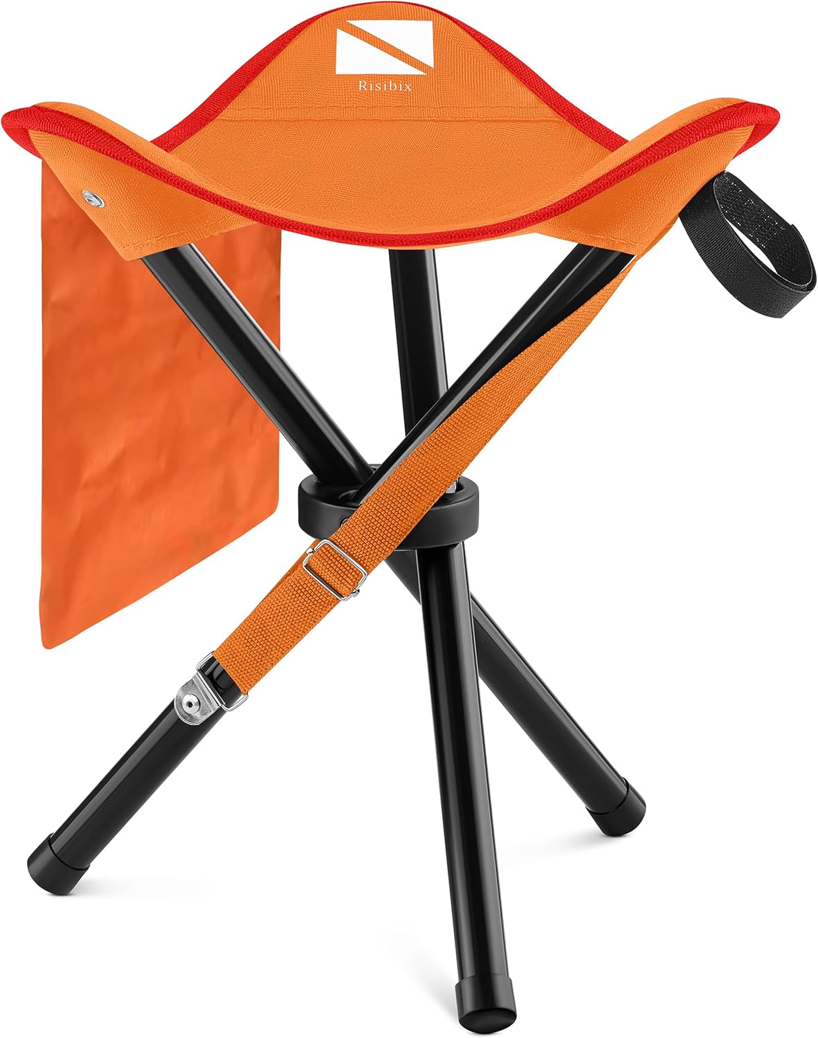 Foldable Tripod 13.4'' Stool - Ultra Portable Seat, Best for Youth+Pocket - 1 lb Camping Stool, 3 Legged Strong Steel Stool, Height: 13.4 inches (Orange)