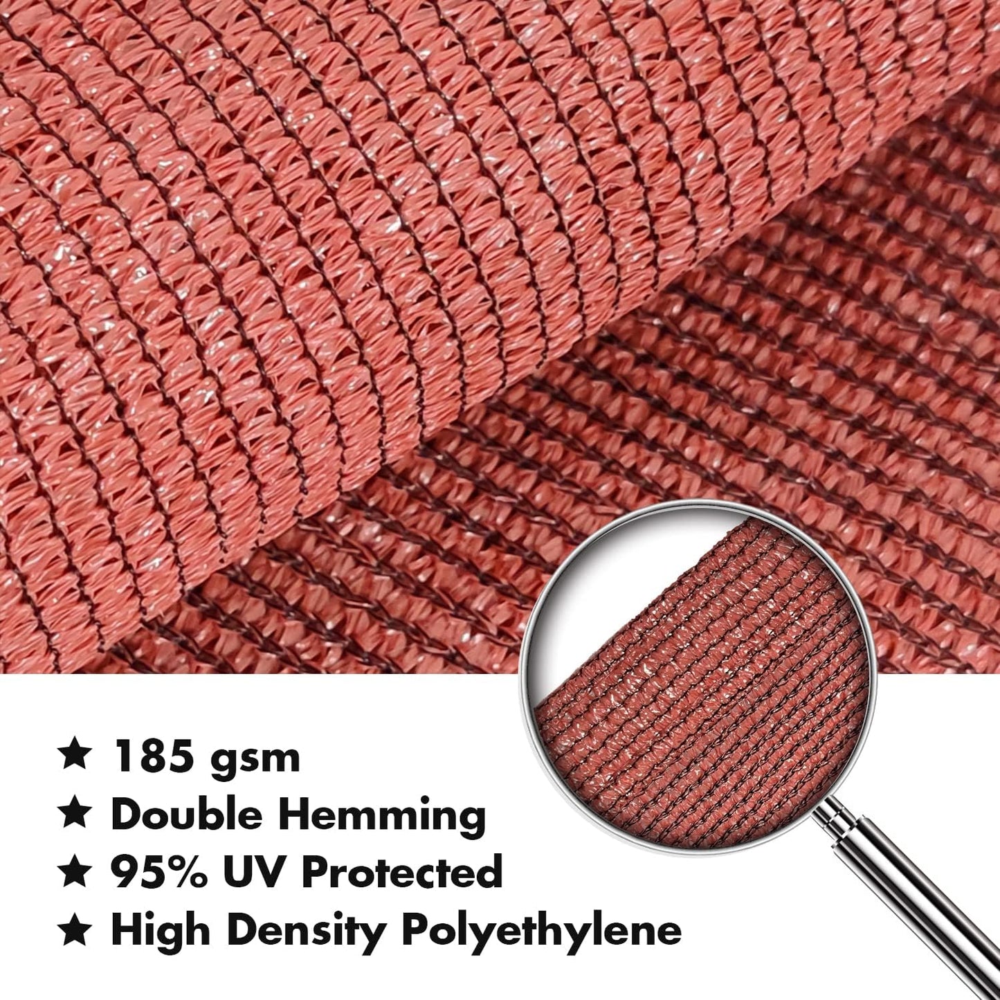 KANAGAWA 6'X6' Rust Red Custom Size Sun Shade Sail Square UV Block Canopy Cover for Patio Backyard Lawn Garden Outdoor (Customized Available)