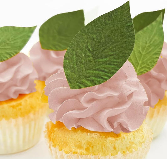 Sugar Robot - Edible Green Leaves for Decoration - Small Size - Edible leaves for cake decorating - Premium Crafted - Made in the USA Cake -Set of 24 (Green Leaves)