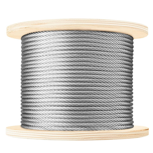 NEREUS 1/4" Stainless Steel Cable 400FT, 7x19 Strand Heavy-Duty Wire Rope, 6400 lbs Breaking Strength for Backyard Zipline, Deck Railing, Clotheslines and Outdoor Use