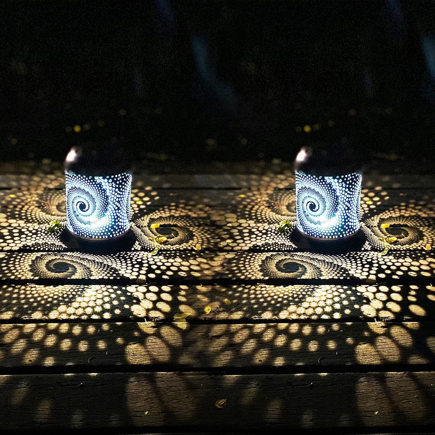 2 Pack Solar Lanterns Outdoor Hanging Metal Waterproof LED with Solar Powered Garden Patio Decorations Decor with Handle Christmas Gift Idea