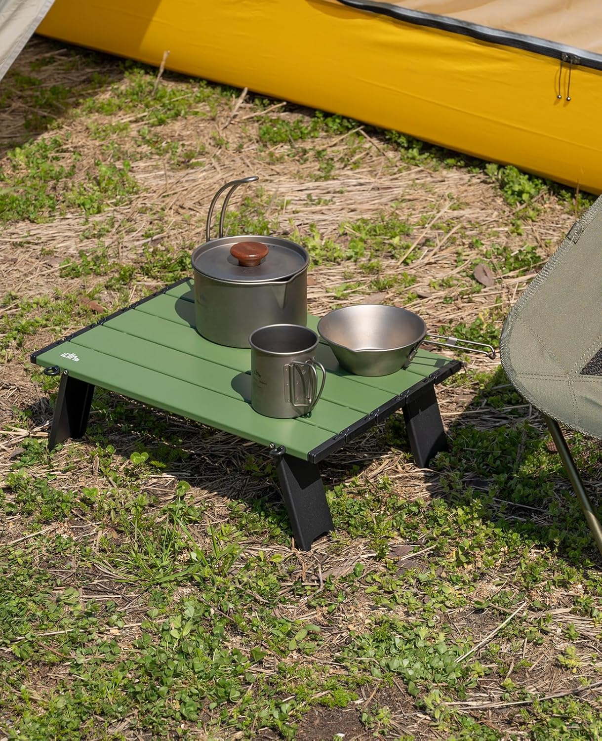 iClimb Ultralight Compact Mini Beach Picnic Folding Alu. Table with Carry Bag, Two Size (Green, S)