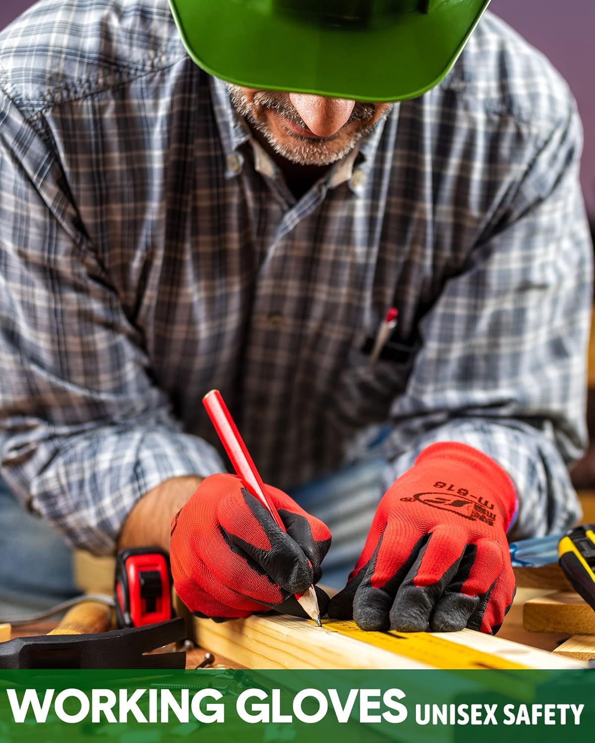 Nuogo 24 Pairs Gardening Gloves for Men Women Rubber Coated Landscaping Work Gloves Safety Work Construction