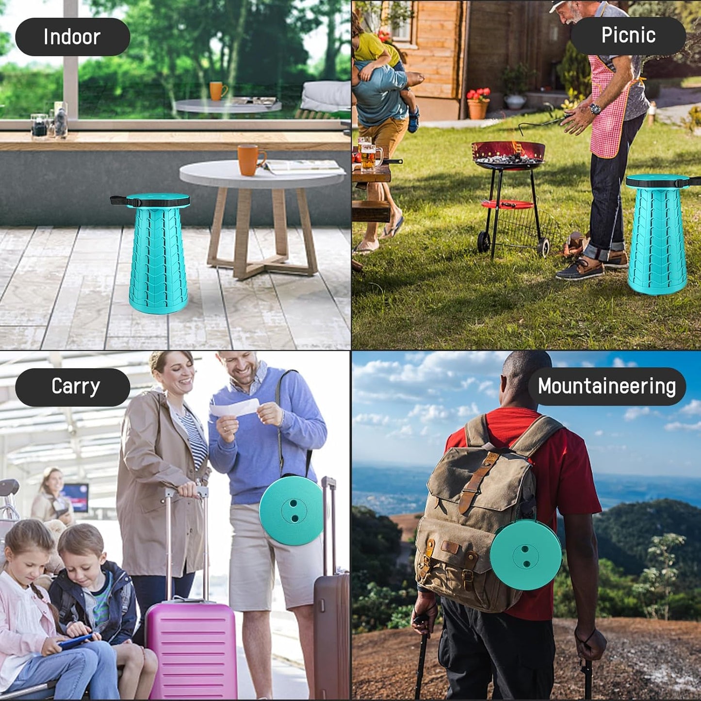 Portable & Lightweight Foldable Camping Chair for Adults, Heavy Duty Folding Stool with Adjustable Shoulder Strap, Perfect for Picnic, Beach, Backyard, and Sporting Events, Max Weight 400lbs