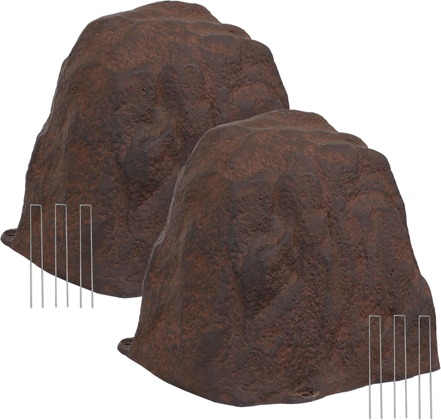 Sunnydaze 21.5” H Polyresin Faux Landscape Rock Cover - Lightweight Fake Rock Well Pump Cover for Outside - Brown - 2-Pack