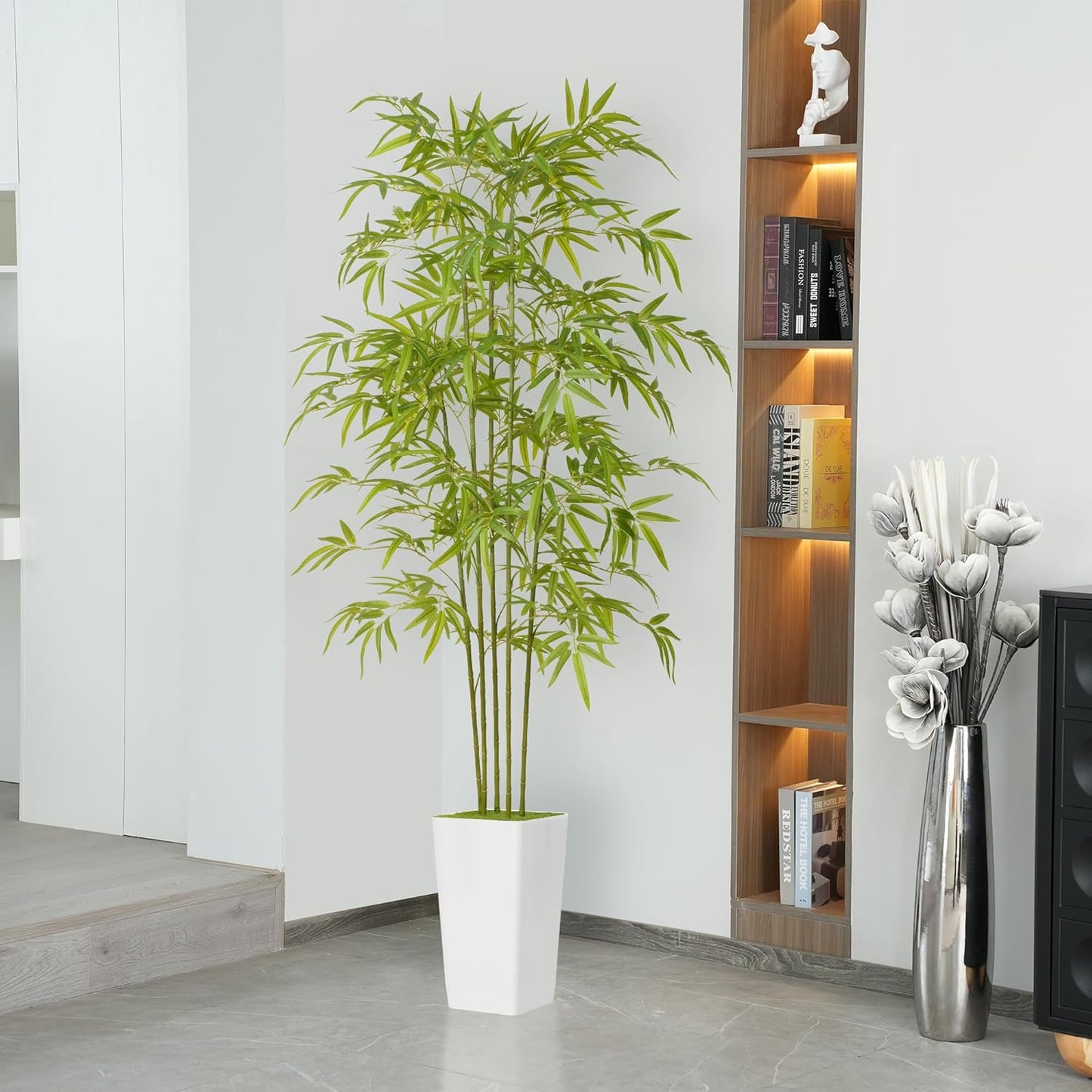 Artificial Bamboo Tree 6FT Tall Fake Plants for Home Office Living Room Decor Indoor (Write)