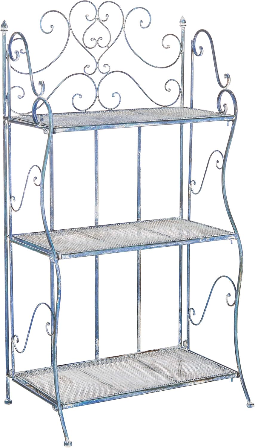 SAFAVIEH Outdoor Collection Torus Antique Blue 3-Tier Shelf (Fully Assembled)