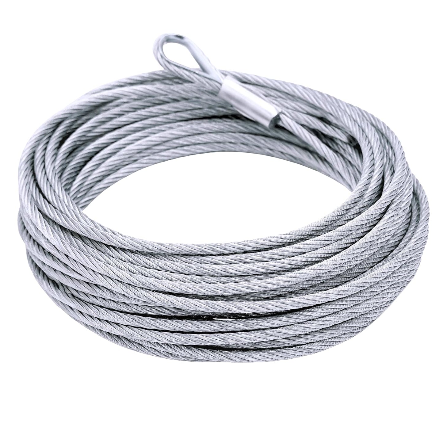 Tie Down 7x19 Aircraft Cable - Steel Cable with Loops - Deck/Zip Line/Tow/Hanging Wire - 5/32" x 46 ft with Loop