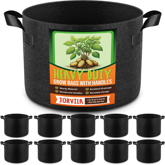 10 Pack 25 Gallon Grow Bags, Thickened Nonwoven Fabric Planter Pots with Handles, Heavy Duty 300G Garden Pots for Tomato, Potato and Vegetable