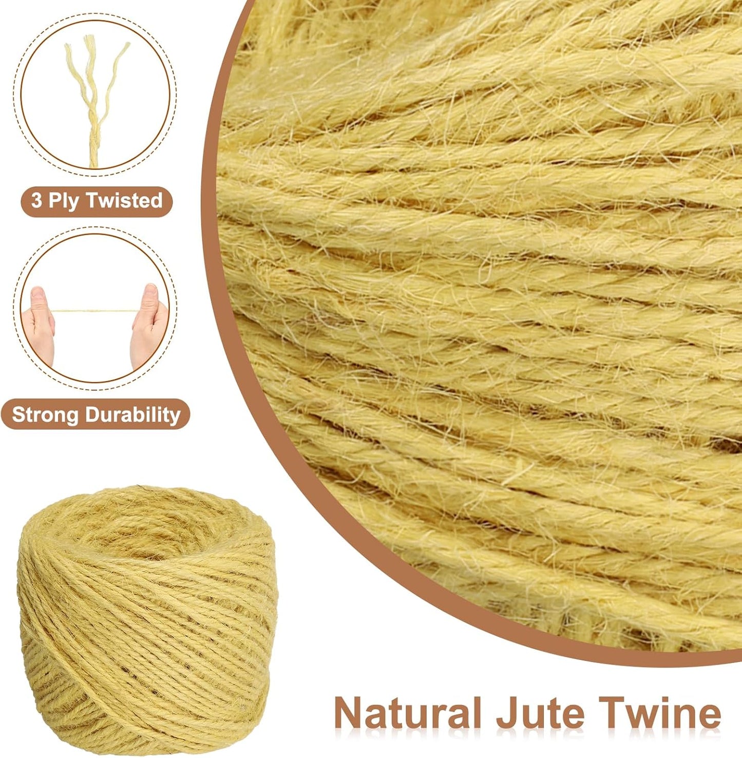 uxcell 328 Feet Natural Jute Twine String,3mm Thin Garden Twine Rope Colored Plant String Cord for DIY Art Crafts Gift Wrapping Decoration Packing Gardening Plant Hanger,Yellow
