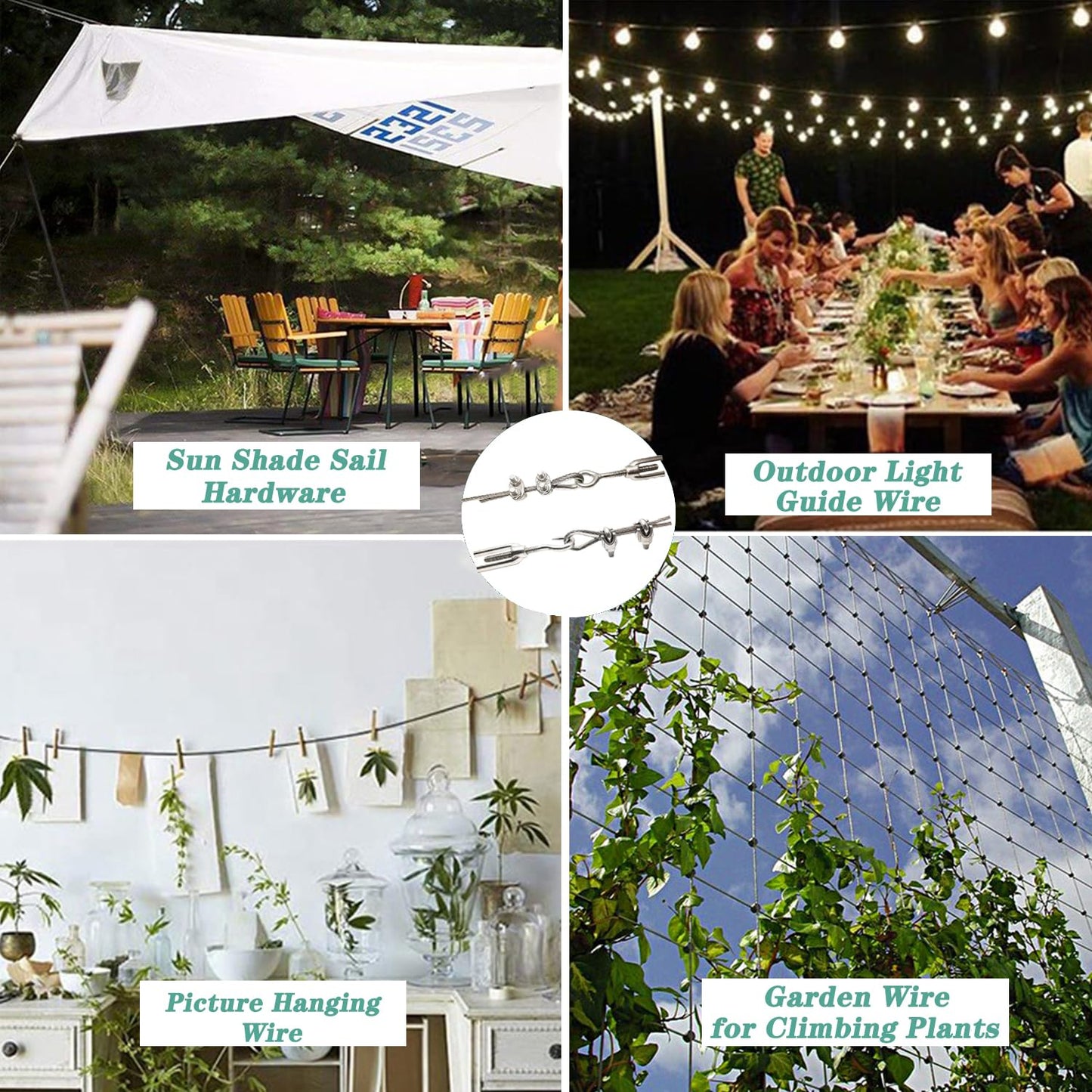 1/16 Wire Rope Kit, Steel Wire Cable, 7x7 Strand Core,165ft Vinyl Coated Stainless Steel Cable Wire for Outdoor Hanging, Climbing, Garden,Craft with Turnbuckle