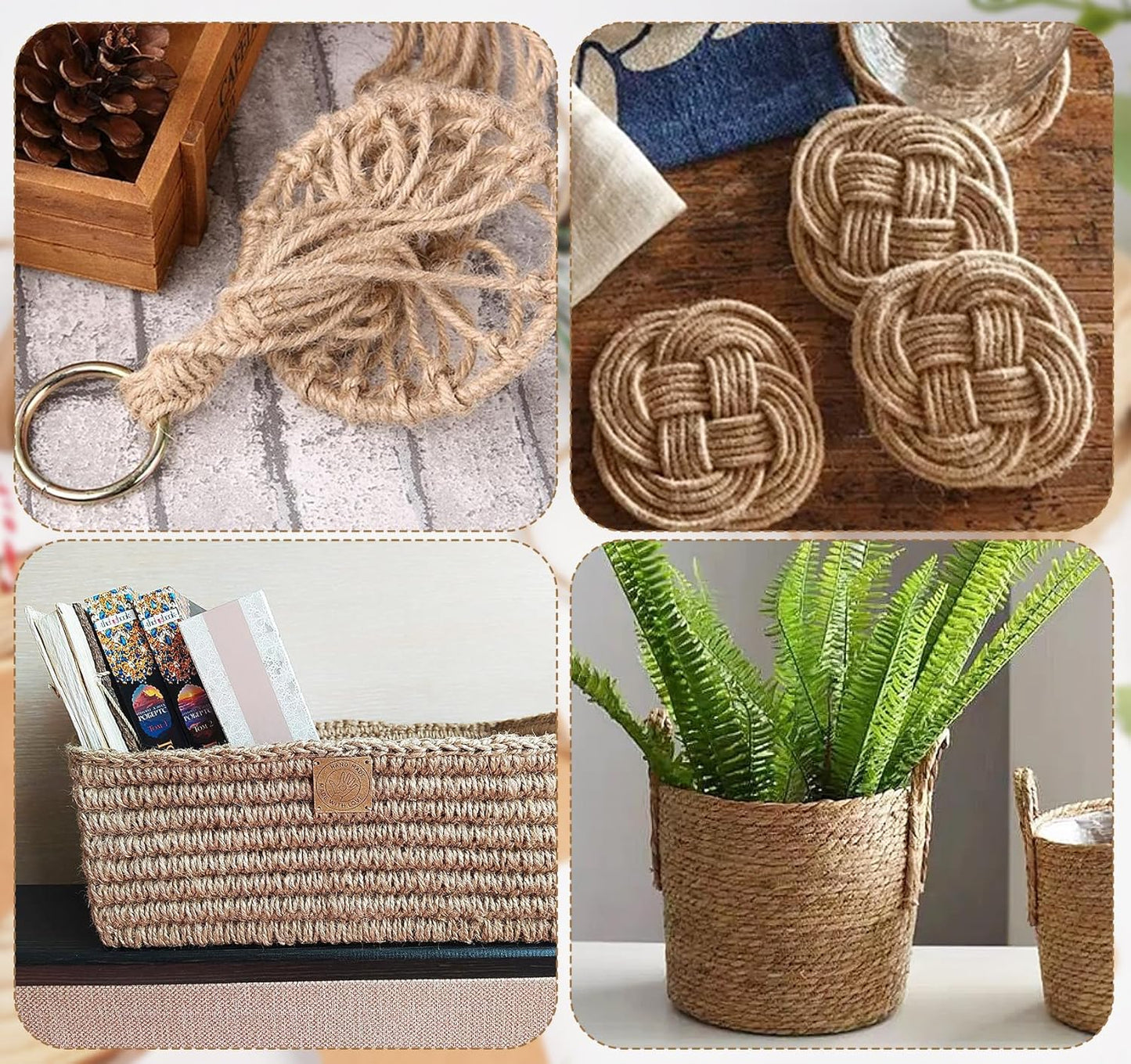 5mm Jute Twine,98 Feet Twisted Jute Rope, Garden Twine, Heavy Duty and Thick Twine Rope, Garden, Arts & Crafts, Home Decor, Packaging Braided