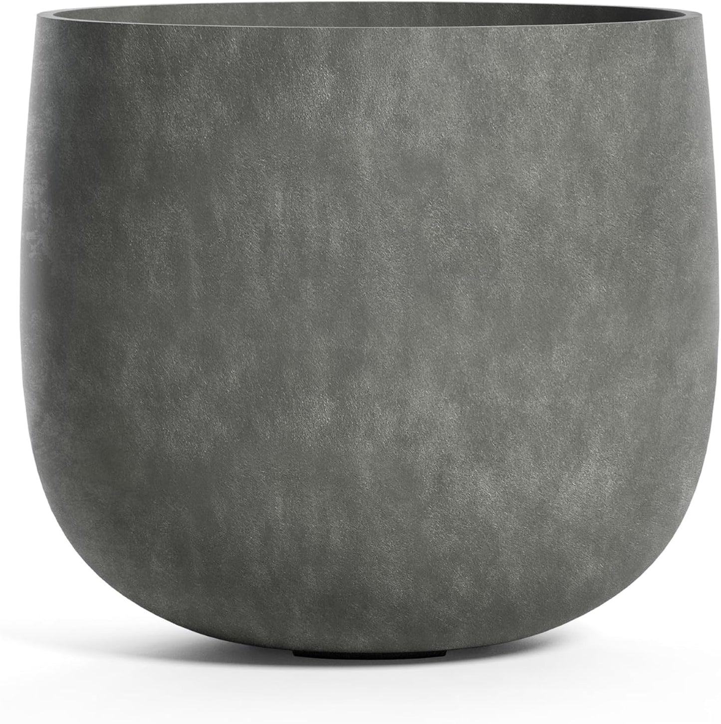 Mondo Large Planter – Grey Stone Finish – Fiberglass Indoor/Outdoor and Weather-Resistant Round Planter (39.4" D x 40" H Exterior, 37.8" D x 39.4" H Interior)