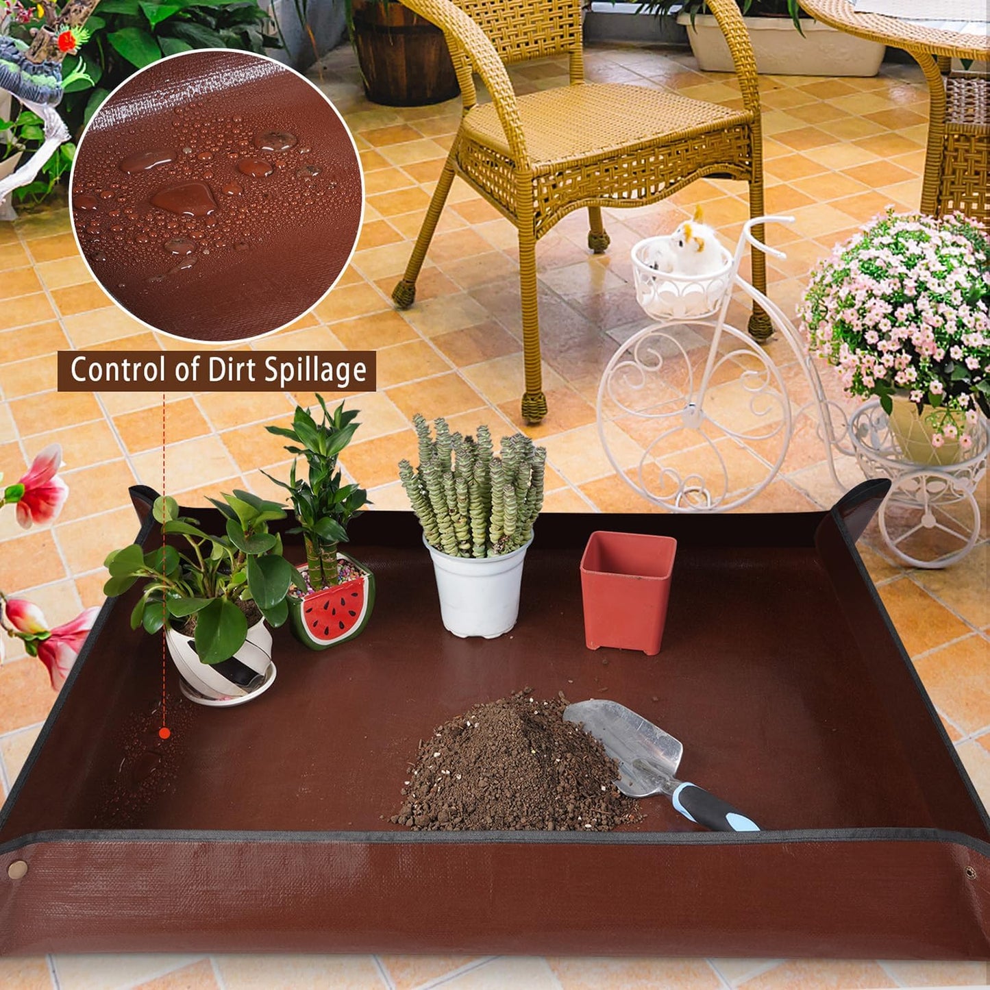 39.5"x 31.5" Large Repotting Mat for House Plant Transplanting and Potting Soil Control Portable Gardening Tray Plant Gifts for Plant Lovers