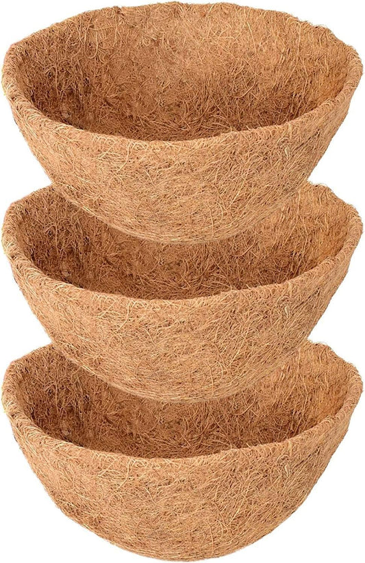 Legigo 3 Pack 18 Inch Hanging Basket Coco Liners Replacement, 100% Natural Round Coconut Coco Fiber Planter Basket Liners for Hanging Basket Flowers/Vegetables