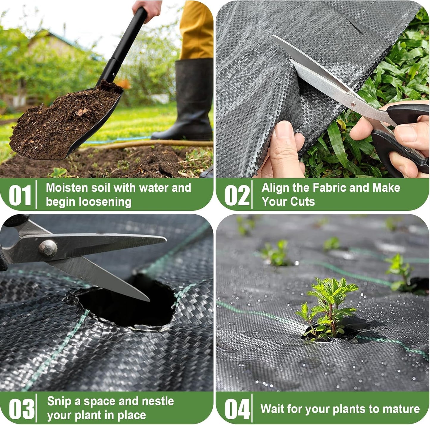 6FTx300FT Weed Barrier Fabric Heavy Duty, Gardening Landscape Fabric Cover Mat, Durable Weed Control Fabric for Garden Bed Cover, Landscaping, Commercial Driveway, Underlayment Use (6x300FT-3.2OZ)