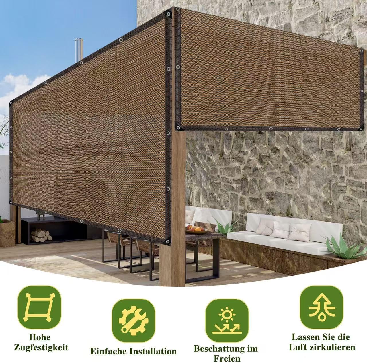 Shade Cloth,80% Sunblock Net with Metal Grommets and Reinforced Edges,Garden Sun Shade Netting,Used in Courtyards,Balconies,Carports,Greenhouse, Plants Growing,Chicken Coop Patios etc.10x12FT