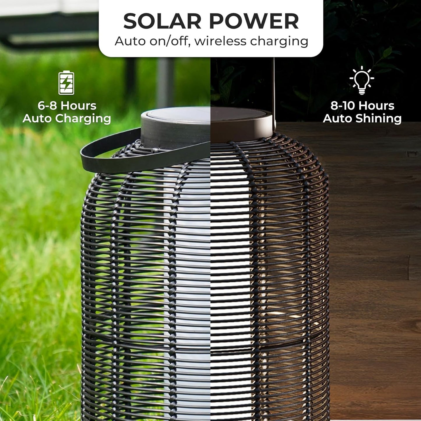 Solar Yard 1-Pack Outdoor Solar Lantern Lamp, Water-Resistant Boho Lights for Outside Hanging Lantern Table Lights Decoration for Garden, Patio, Porch, Trees, Pathway, Black