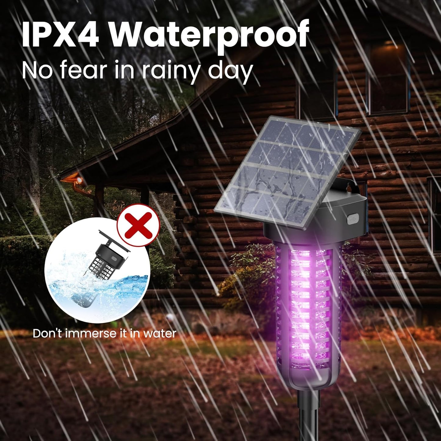 Solar Powered Bug Zapper Light 2 Pack Waterproof Outdoor Mosquito Killer Lamp Auto On/Off Cordless Garden Mosquito Zapper