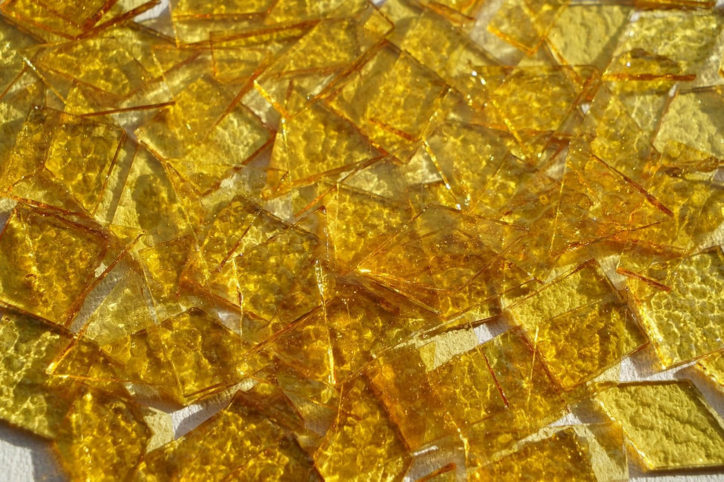 Large Transparent Textured Glass Mosaic Tiles for DIY Glass Crafts, 200g Stained Glass Pieces Supplies for Mosaic Art, Cathedral Mosaic Glass Tiles for DIY Mosaic Art and Crafts, Gold Haze
