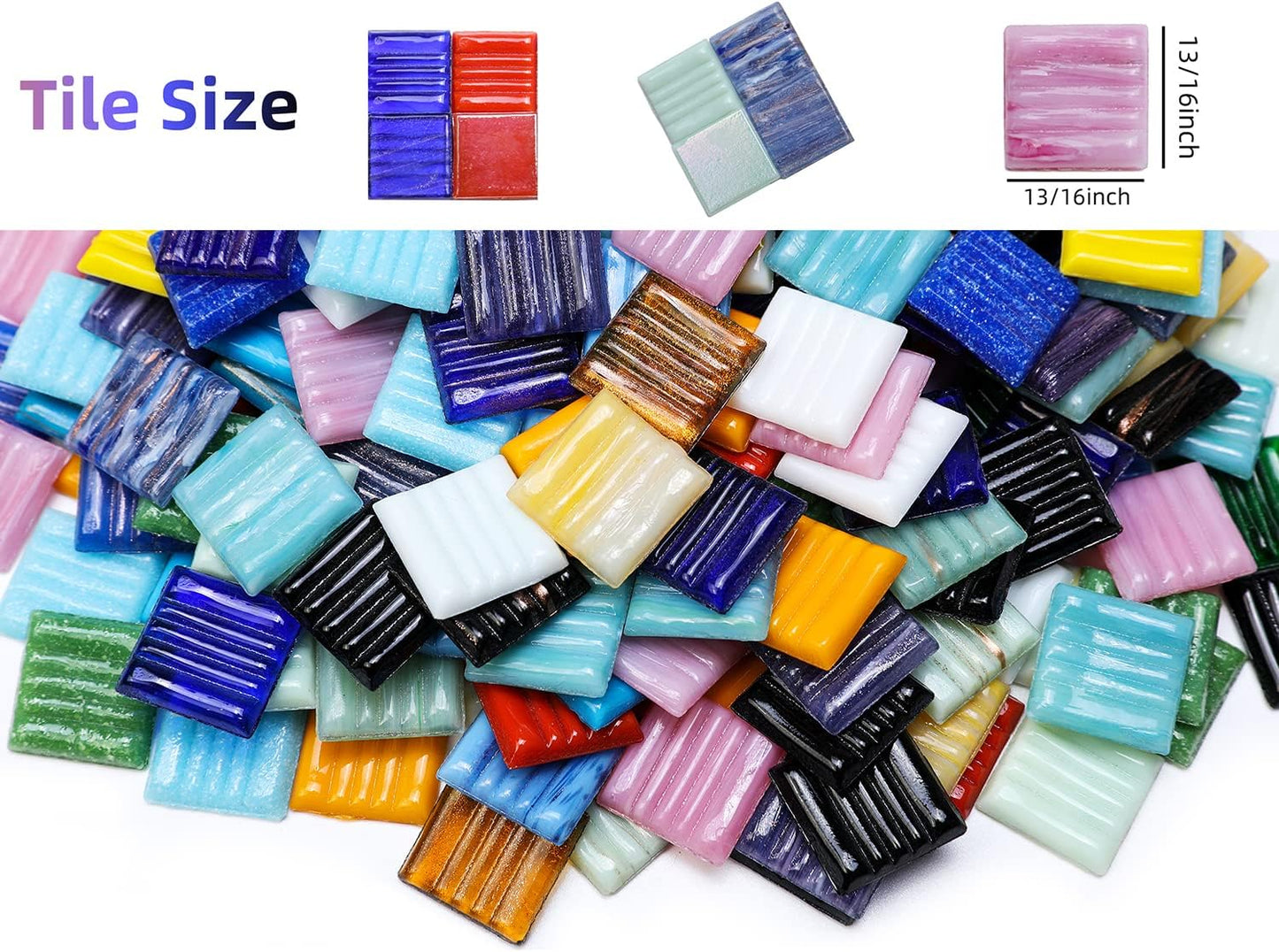 Lanyani 3/4 inch Metallic Glass Mosaic Tiles Variety Mix Color Vitreous Square Mosaic Pieces Tile for Art Crafts - 2 Pounds Bulk