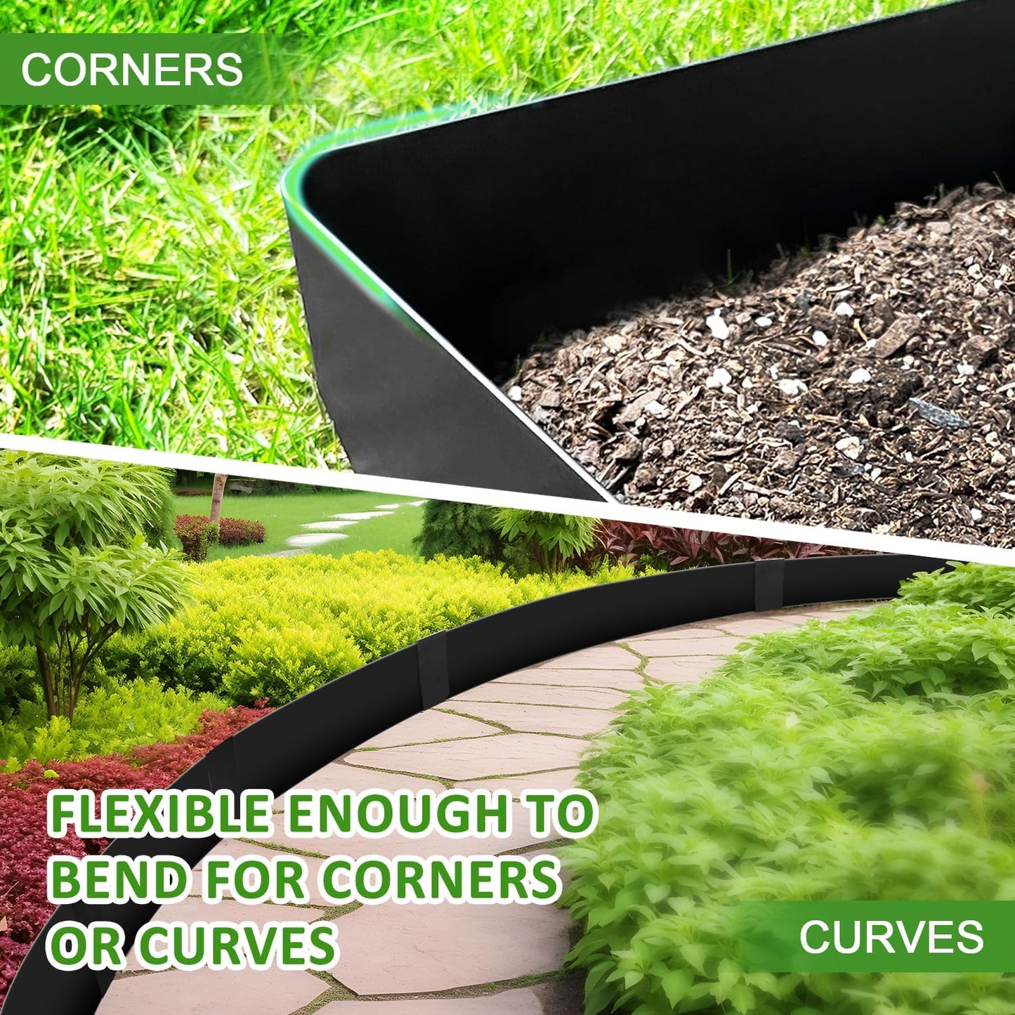 Hugeleaf Metal Landscape Edging, 40” L x 6.5” H Metal Edging for Landscaping with 11Pcs Stakes, Metal Garden Edging Pack of 10 (33 Feet Total Length)