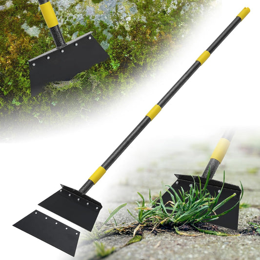 Garden Flat Shovel,74 inch Long Handle Manual Stand Weeding Tool with 2 Spades,Heavy Duty Multifunctional Garden Cleaning Shovel Spade,Floor Scraper for Weeding Edging Snow Ice Removal Tool