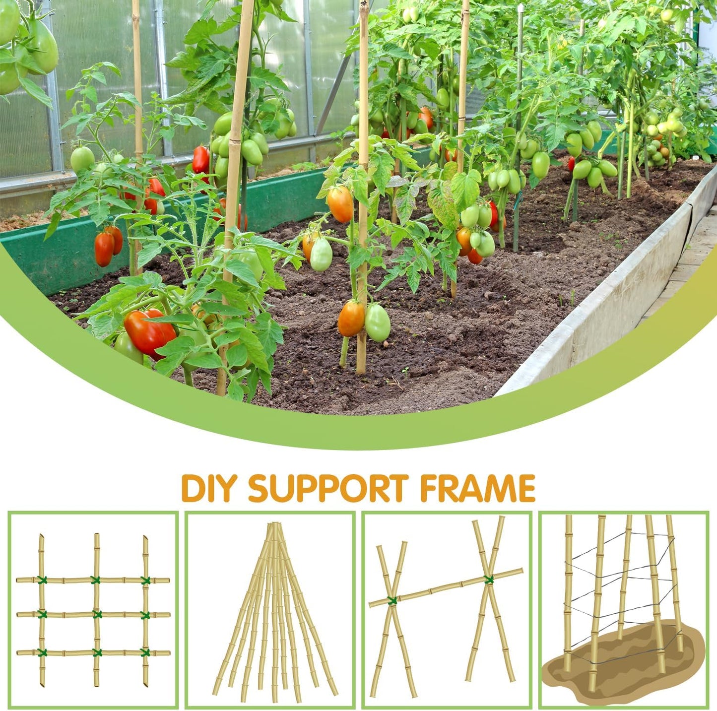 Plant Stakes,3FT Longer Sturdy Natural Bamboo Garden Stakes,GAGINANG 25Pcs Bamboo Sticks Trellis Support for Tomato, Vegetables Beans Trees Climbing Plants