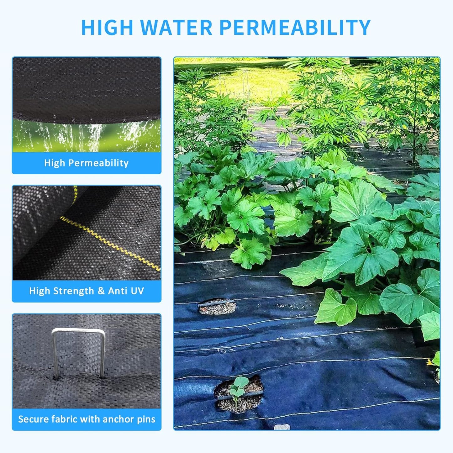 3ft x50ft Black Weed Barrier Landscape Premium Fabric-Heavy Duty Woven Ground Cloth with Superior Permeability Weed Control Convenient Design