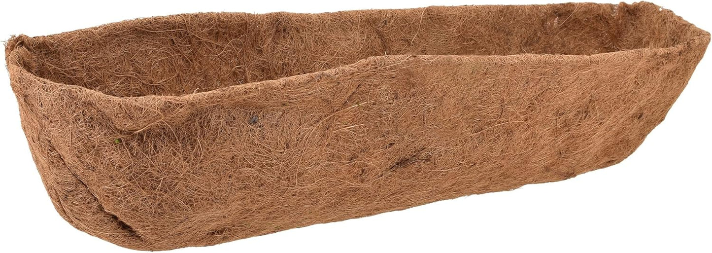 Arcadia Garden Products Extra Durable 1540B 24-inch Coco Liner for Wall Trough Hanging Window Box Basket Planters, Natural Coconut Fiber Replacement Liner for Garden Outdoor Railing Flower Pots