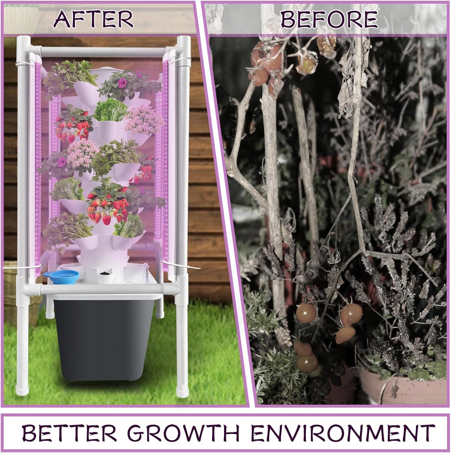 Hydroponic Tower with Grow Lights 30 Plant Growing System Indoor Smart Garden Vertical Garden Planter Germination Kit Including Water Pump and Movable Water Tank Gift for Gardening Lover (30plants)