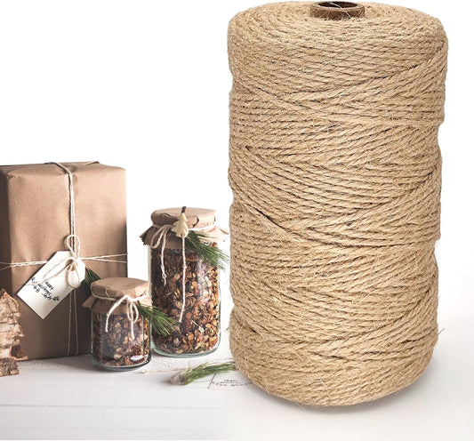 Twine String, 2mm 1148FT Jute Rope for Handmade Arts Crafts Gift Wrapping, Burlap String for Gardening Climbing Plant, Hemp Cord for Halloween Christmas Wedding Decoration