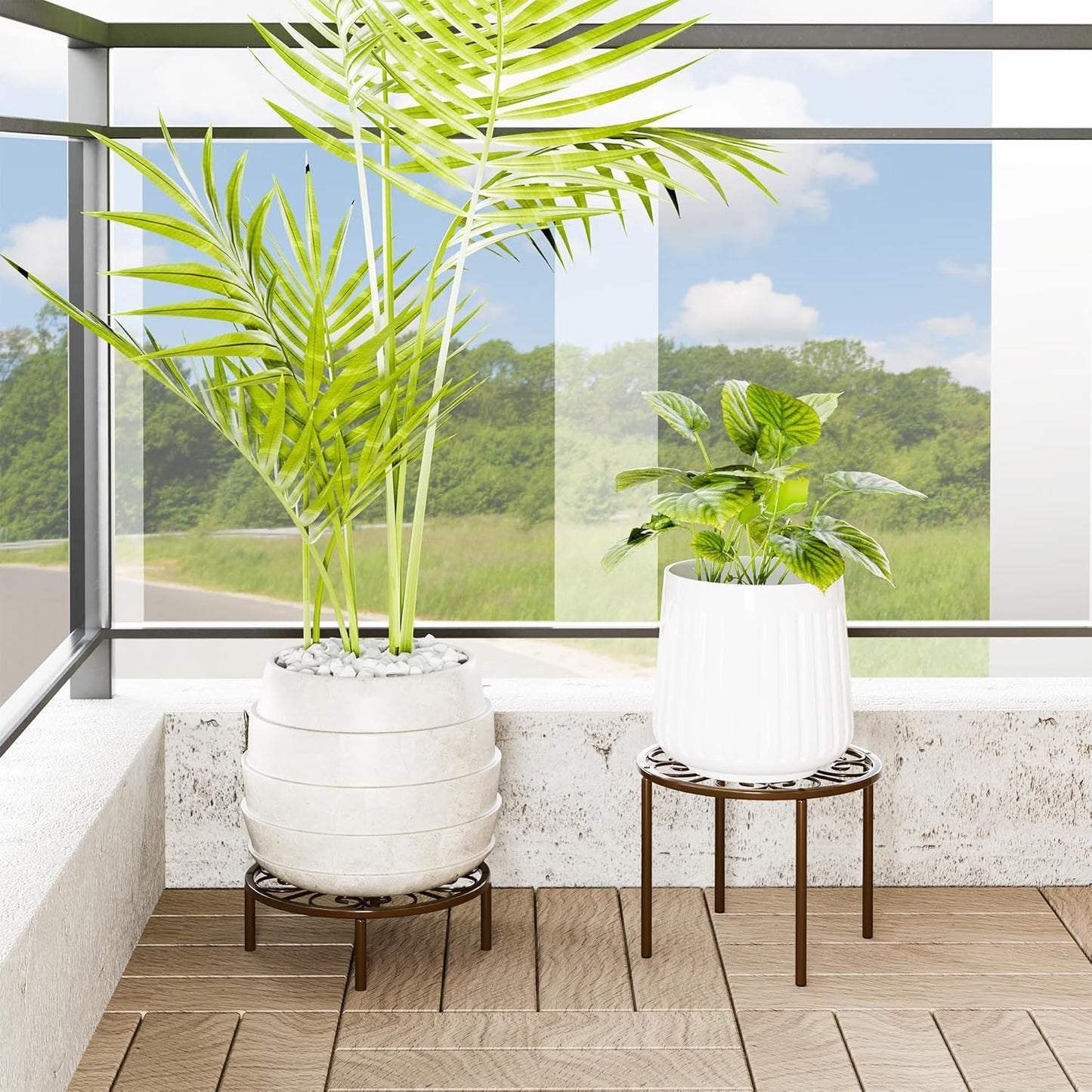 10.24" Plant Stand Flower Stand - Bronze Plant Holder for Garden Home, Anti-rust Plant Rack for Multiple Plant Indoor or Outdoor.