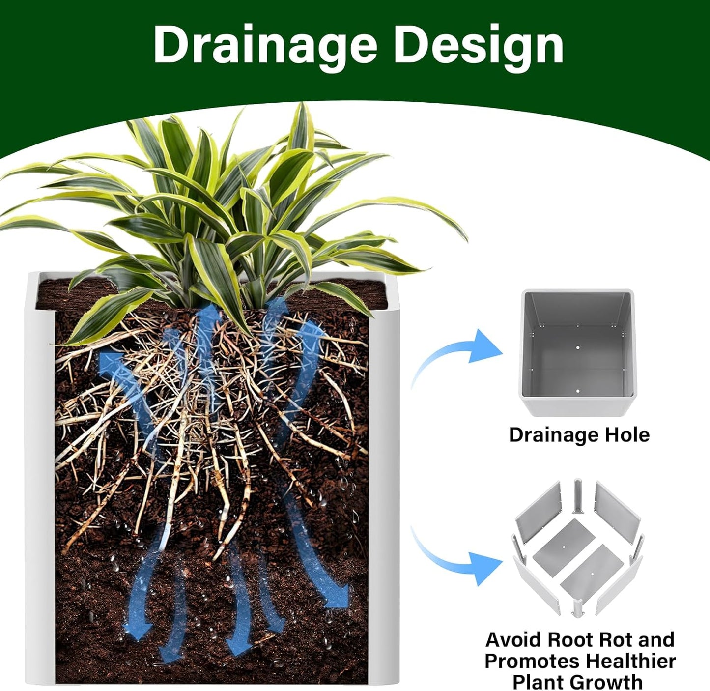 Large Steel Planter Box 26"x26"x26", Heavy Duty Square Metal Planter Box Indoor&Outdoor