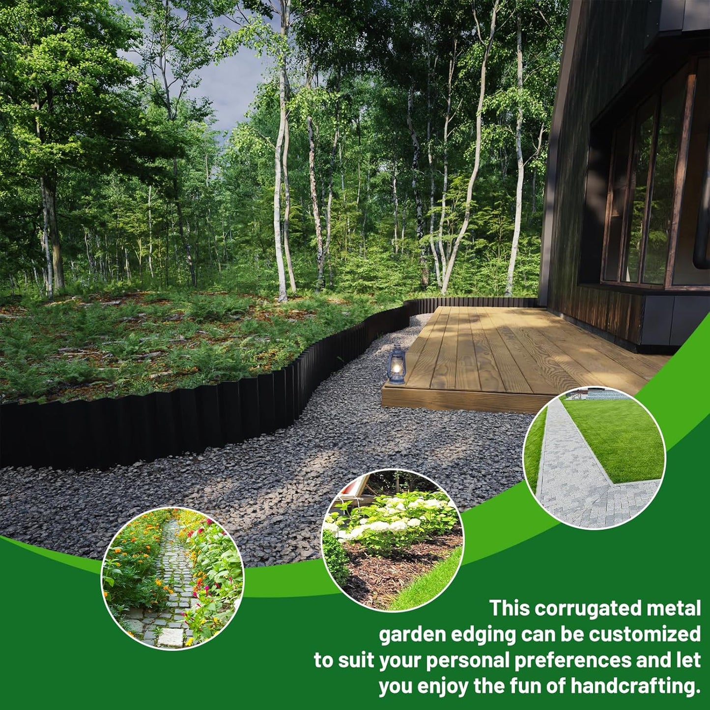 SnugNiture Corrugated Metal Garden Edging,8" x 20' Sturdy Lawn Edging Border,Landscape Edging Border for Lawn, Flower Bed,Garden and Yard