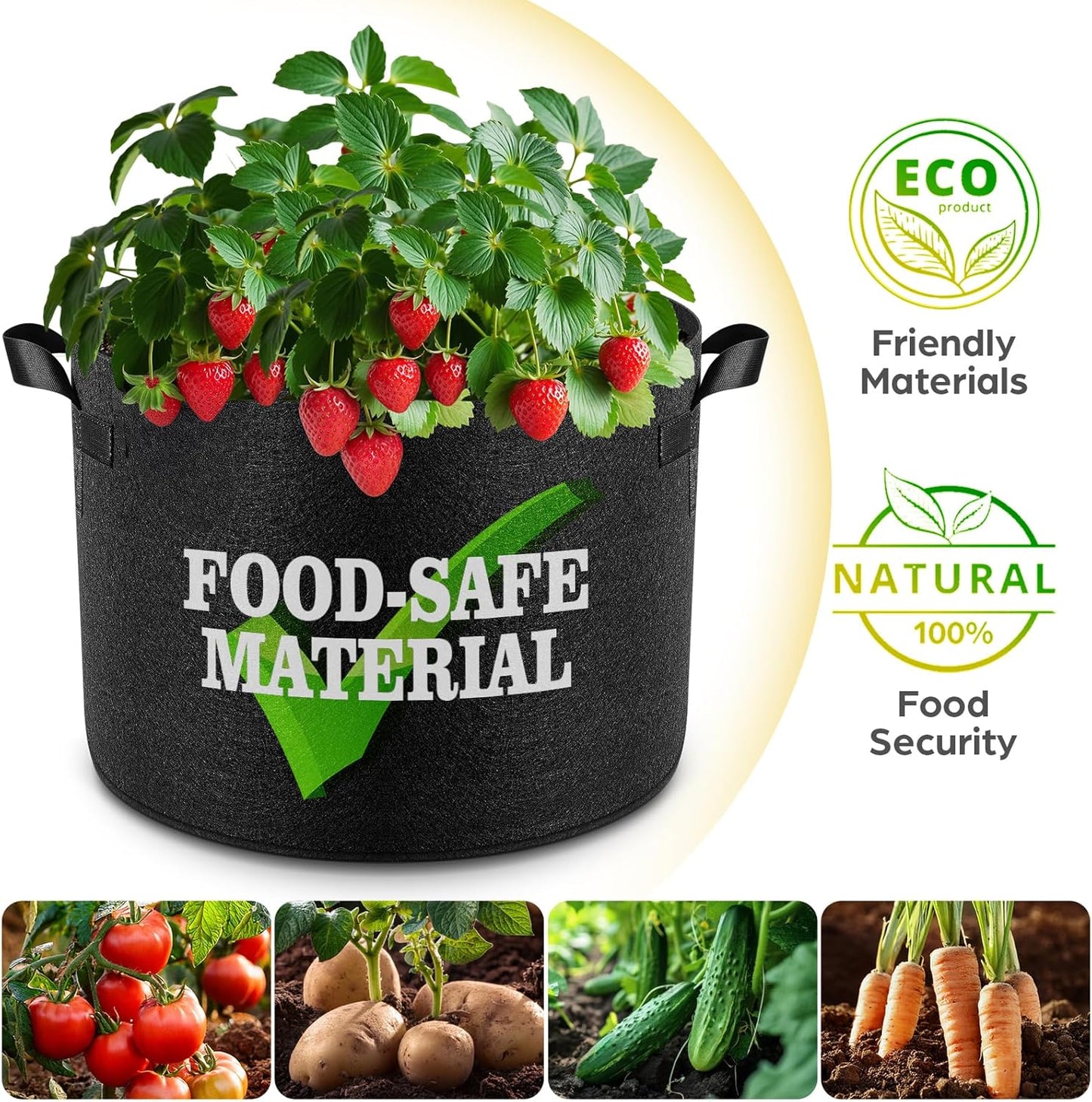 10 Pack 3 Gallon Grow Bags, Thickened Nonwoven Fabric Planter Pots with Handles, Heavy Duty 300G Garden Pots for Tomato, Potato and Vegetable