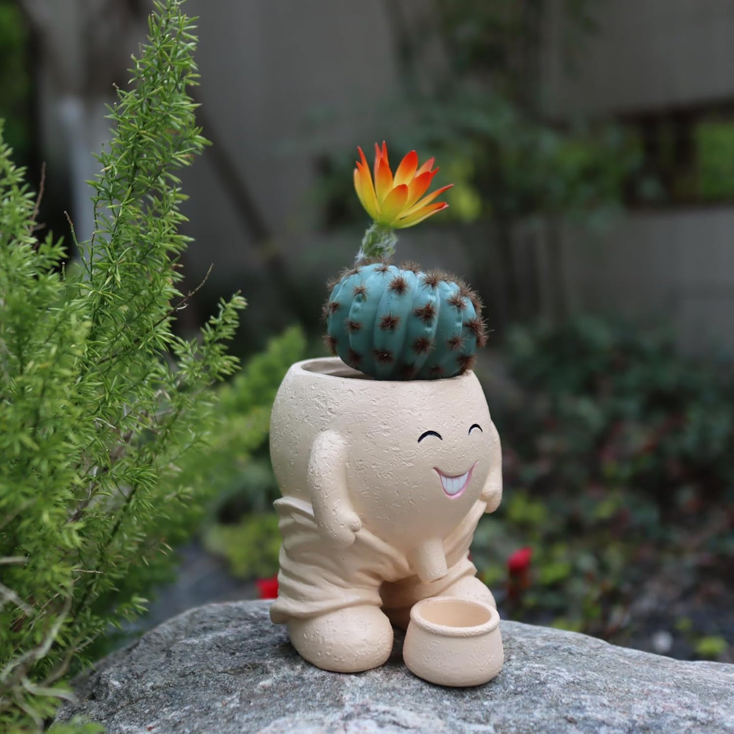 Head Planter, Unique Face Flower Pot Fun Head Vase for Plants for Indoor and Outdoor Décor, Cute Cactus Office Plant Pots