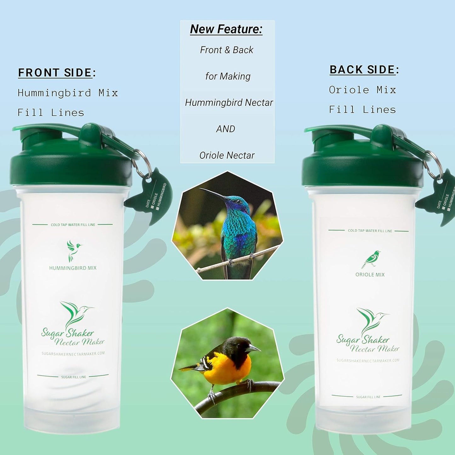 Hummingbird Nectar Easy Mix Bottle for Filling Hummingbird Feeders and Oriole Feeders Quickly | Powder Nectar Mix Hummingbird Food Has Never Been Easier | Buy 2 and Save $5